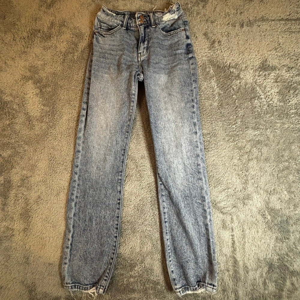 BKE Billie Slim Fit High Rise Acid Wash Distressed Jeans Size 24